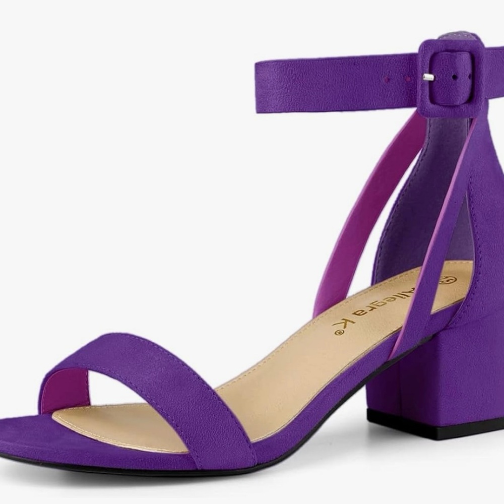 Elegant Purple Block Heel Sandals